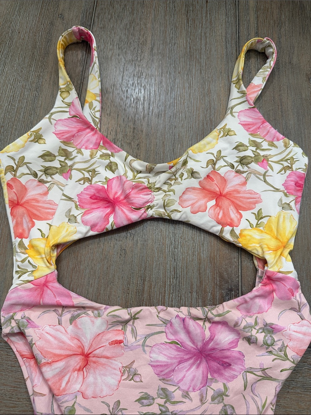 LoveShackFancy x Hurley Hibiscus Floral Cutout One Piece Bathing Suit | Size Med